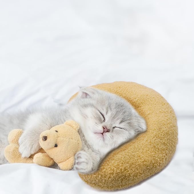 Andiker Pillows for Cats, U Shape Soft Fluffy Kitten Pillow to Lay On Cat Bed Pillow Ultra Soft Pet Pillow for Kittens Fluffy Cat Pillows for Indoor Cats and Puppies to Improve Sleep Quality (White)