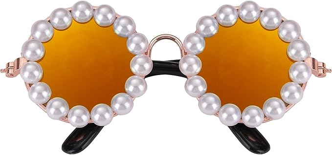 KUDES Cute Dog Sunglasses Pearl Dog Sunglasses Small Medium Breed Girl Holiday Party Pet Costume Accessories