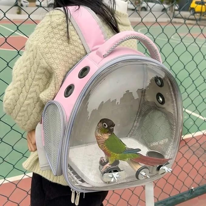 Bird Carrier Travel Cage Backpack with Perch, Breathable Portable Transport Bag for Parrot and Small Birds Outdoor Use (B3)