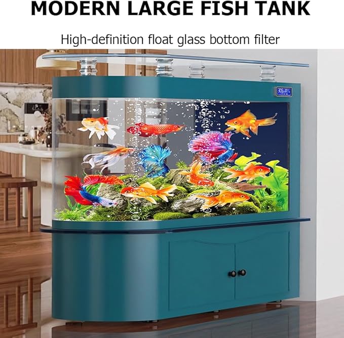 68 Gallon Aquarium Fish Tank,LCD Screen,Large Glass Fishbowl,Bottom Filtration,Heavy Duty Glass Aquarium Kit,Ultra-High-Definition Glass,Screen Display Fish Tan,F