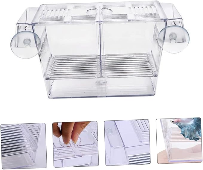 Happyyami Aquarium Incubation Box Fish Fry Breeding Tank Isolation Box Suction Cup for Freshwater Fish