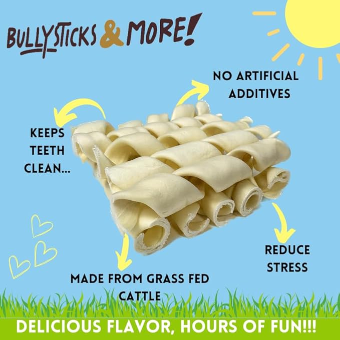 BULLYSTICKS & MORE 6 Inch Beef Cheek Springs for Dogs (20 Count) - Bully Springs Dog Chews - No Hide Bones