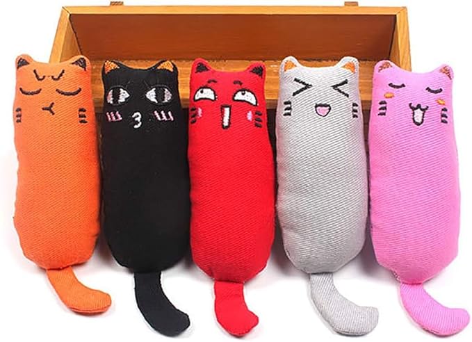 Legendog 5Pcs Bite Resistant Catnip Toy for Cats,Catnip Filled Cartoon Mice Cat Teething Chew Toy