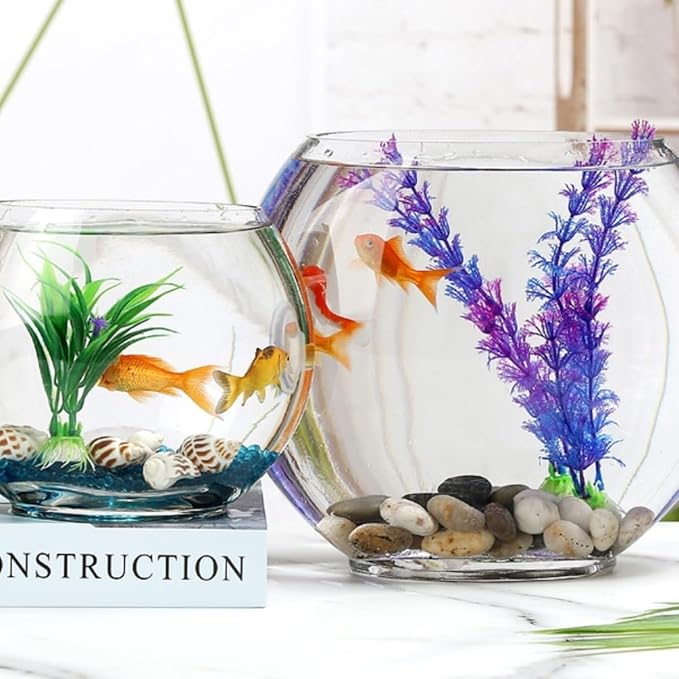 Aquariums Fish Bowl Creative Oval Glass Small Goldfish Fish Tank Home Desktop Decoration Transparent Glass Fish Tank Fish Tanks(Large)