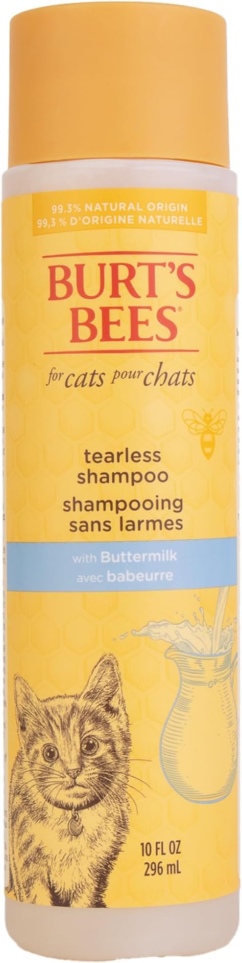 Burt's Bees for Pets Tearless Kitten Shampoo with Buttermilk and Honey, Gentle Cat Shampoo for Itchy Skin and Sensitive Coats, Easy Rinse Low Lather Formula, 99.3% Natural Origin, 10 Fl Oz - 6 Pack