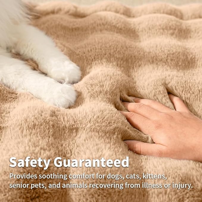 Self-Warming Cat Blanket for Indoor Cats & Small Dogs, Dual-Side Sherpa Plush Throw, Anti-Static Shared Couch Mat for Crate & Travel, Machine Washable No Shrink, 28x22 Inch Coffee