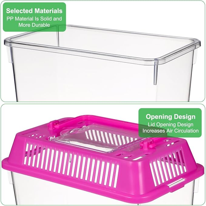 POPETPOP Portable Fish Tank Handheld Aquarium 5.90X4.33X3.74 Inch Transparent Turtle Box with Handle Small Plastic Fish Carrier for Travel and Pet Breeding