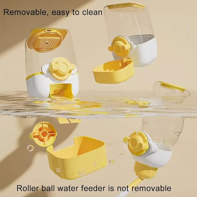 Pet Dog Cat Hanging Automatic Feeders Drinking Bowls, Auto Gravity Rabbits Feeder No Drip Water Set, Cage Pet Feeding Bowls Dispenser for Cats Dogs Puppy, Rabbit (Yellow)