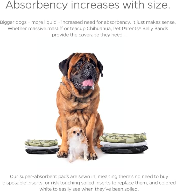 Pet Parents® Washable Belly Bands for Male Dogs (3pack) + Extendrs® of Durable Dog Diapers Male, Premium Male Dog Diapers & Dog Wraps (X-Small, Camo)