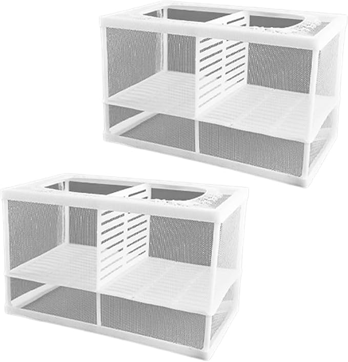 2PCS Protective Aquariums Breeding Cage Netting Nursery Tanks with Suction Cup for Fry Rearing and Secure Observation Spawning Box for Aquariums Fish