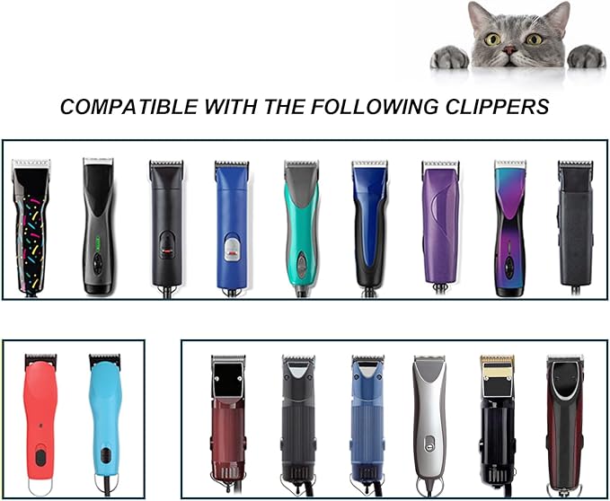 Black Detachable Pet Dog Grooming Clipper Stainless Steel Blades Set,Compatible with Andis,Oster A5,Wahl KM10 Series Clippers,Cut Length 1/100"(0.25mm) to 1/2"(13mm) ,7 Pack (10+30+40+7FC+5FC+4FC+3FC)