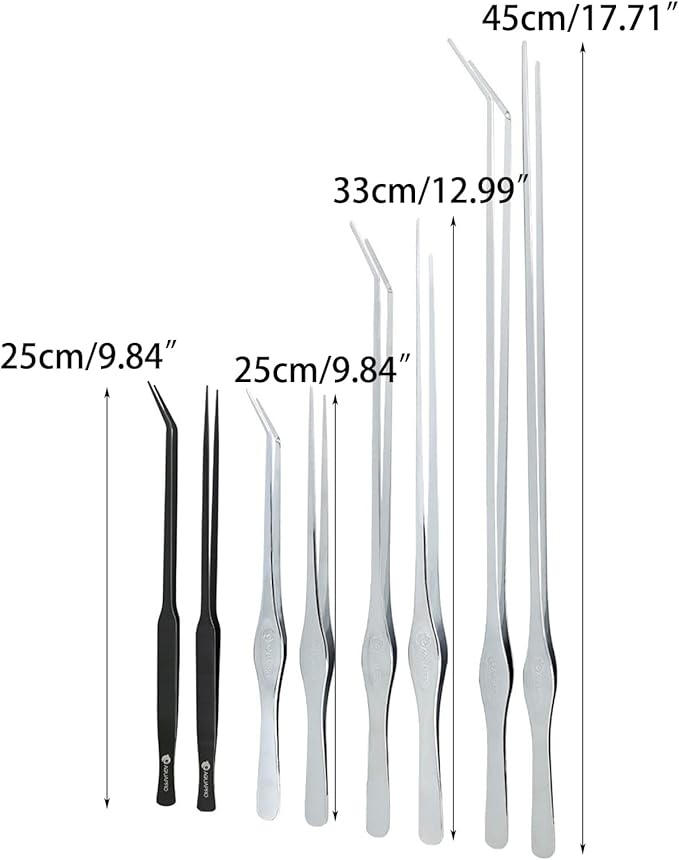 Fish Tanks Tweezers Stainless Steel Straight Curved Tweezers 25cm 33cm 45cm Long for Aquarium Aaquascaping Plant