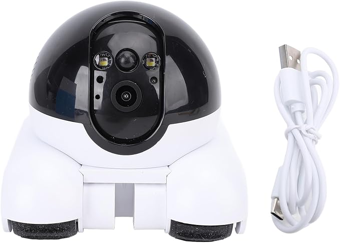PUSOKEI 1080P Indoor Security Camera, Movable WiFi Pet Camera with Dual Lens, 2 Way Talk, Motion Detection, Night Vision, APP Remote Control, Wire Less Robot Cam for Cat Dog Family