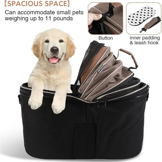 Foldable Bike Pet Rear Basket with Safety Leash & Comfort Pad, Universal Heavy Duty Rear Mount Carrier for Small Medium Dogs Cats Cycling Travel