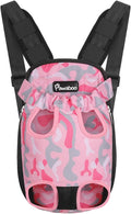 Pawaboo Adjustable Carrier Backpack for Dog Cat, Pet Front Dog Carrier Purses Cat Travel Bag, Legs Out, Easy-Fit for Traveling Hiking for Small Dogs Cats Puppies, S, Pink Camouflage