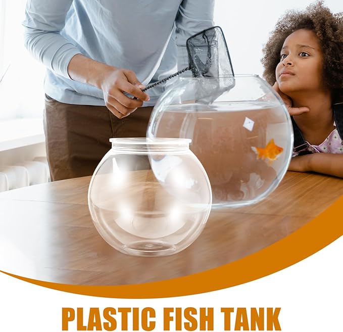 Balacoo Plastic Fish Bowl, Large Clear Aquarium Bowl, Break Resistant Round Vase Pot Bubble Planter, Betta Fish Tank for Desktop, Home, Wedding Decor 7.1 X 6.3 Inches