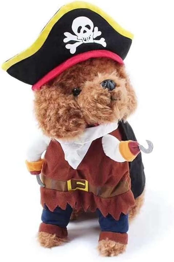 Idepet New Funny Pet Clothes Pirate Dog Cat Costume Suit Corsair Dressing up Party Apparel Clothing for Cat Dog Plus Hat (Large)
