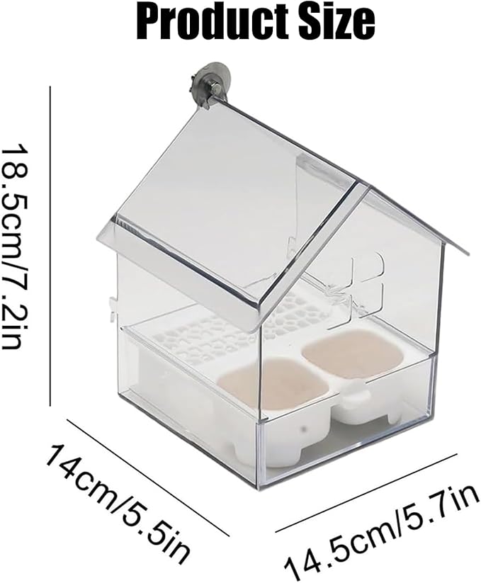Pull-Out External Parrot Feeder, No Mess Hanging Bird Feeder for Cage, Multi-Function Transparent Bird Seed Platform Parrot Bath Tub Pet Feeding & Watering Supplies Easy to Clean (Green)