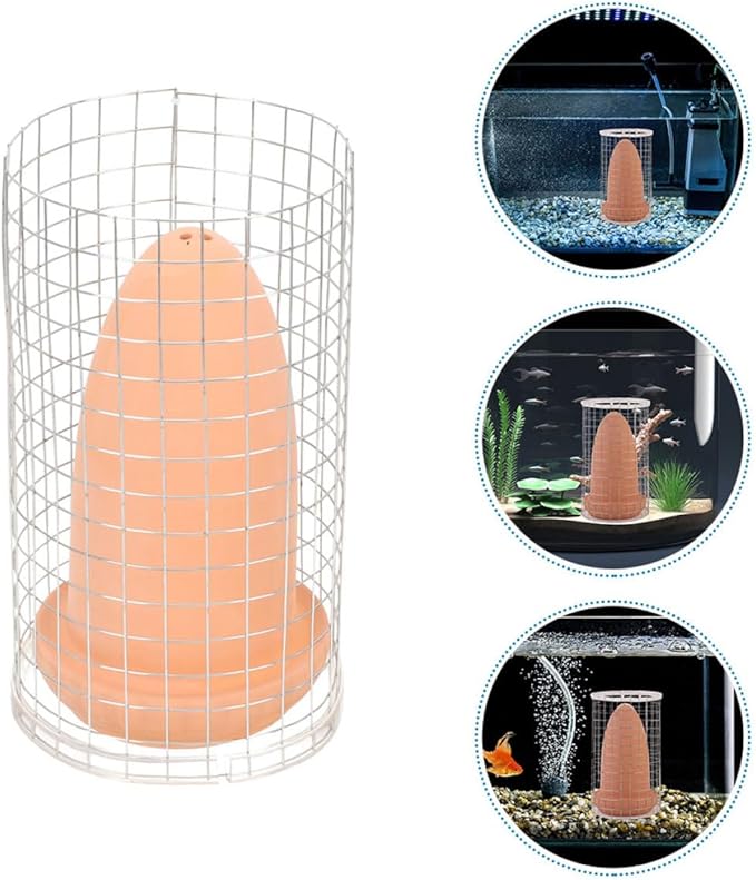 Happyyami Angelfish Breeding Cones Ceramic Spawning Cave with Protective Divider and Lid Medium Size for Aquarium Fish Tank Shrimp Breeding
