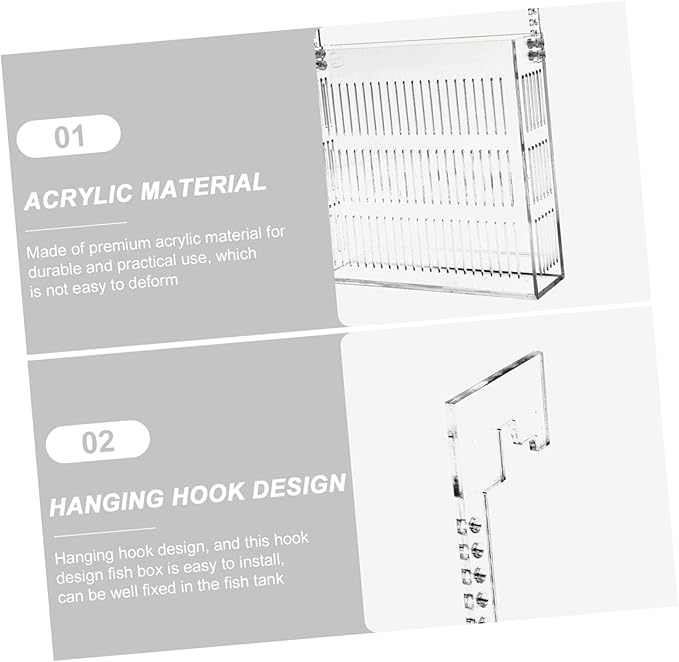 ERINGOGO Hanging Isolation Box for Guppy Breeding Acrylic Fish Tank Hatchery Easy Installation Hook Observation Design for Betta and Mini Parrot Fish
