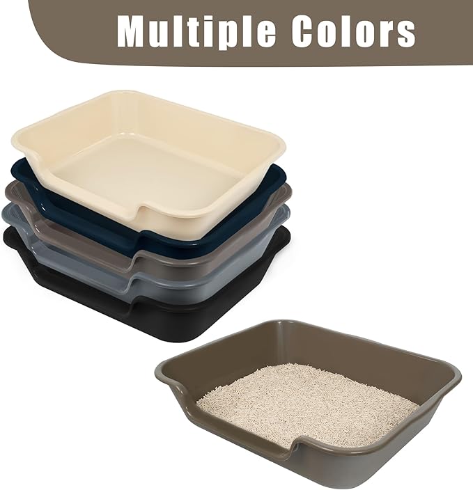 2 Pack Extra Large Dog Litter Box Pan Tray (ABS Material), Low Entry Jumbo Senior Litter Boxes for Multiple Kitten Big Cats, Pet Safe Indoor Dog Potty (Dark Gray, 20" L x 15" W)
