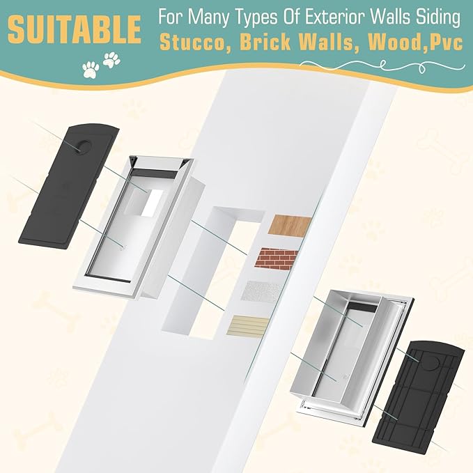 Extra Large Pet Door for Wall Dog Door, 2-Flap XLarge Doggie Door for Exterior Wall, Sliding Lock Panel, for Pets Up to 220 lbs.