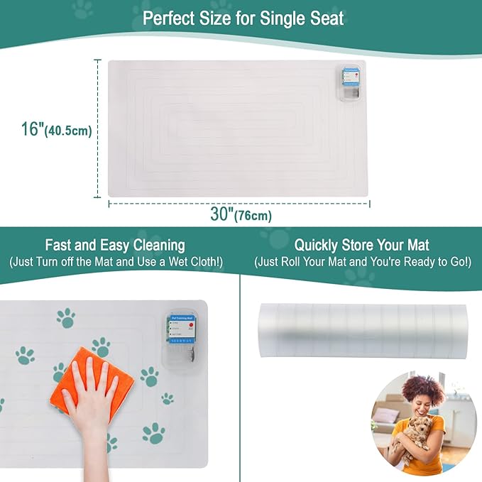 SEERWAY Scat Pet Shock Mat 2 Pieces with Tester, Shock Pad for Dog and Cat Training Indoor, Electric Repellent Mat Keeps Pet Off Couch, Sofa, Countertop, 3 Modes, 2 Pieces Same Size, Battery Operated