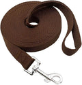 Nylon Training Dog Leash for Small Medium Large Dogs, 15ft 20ft 30ft 50ft Long Leash Dog/Puppy Lead for Obedience Recall Training, Camping (1" x 20ft, Brown)