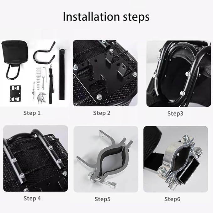 Bike Pet Seat with Internal Safety Tether – Front Bicycle Dog Carrier, Steel Frame Support, Breathable Mesh & Soft Cushion