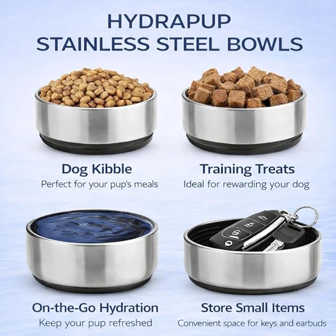32oz Insulated Water Bottle with Dog Bowls – Human & Pet Shared Use, Stainless Steel Leakproof Travel Bottle (Crimson Red)