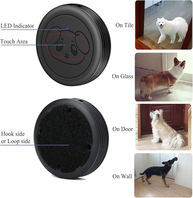 EverNary Dog Door Bell Wireless Doggie Doorbells for Potty Training with Waterproof Touch Button Dog Bells Included 2 Receiver and 3 Transmitters