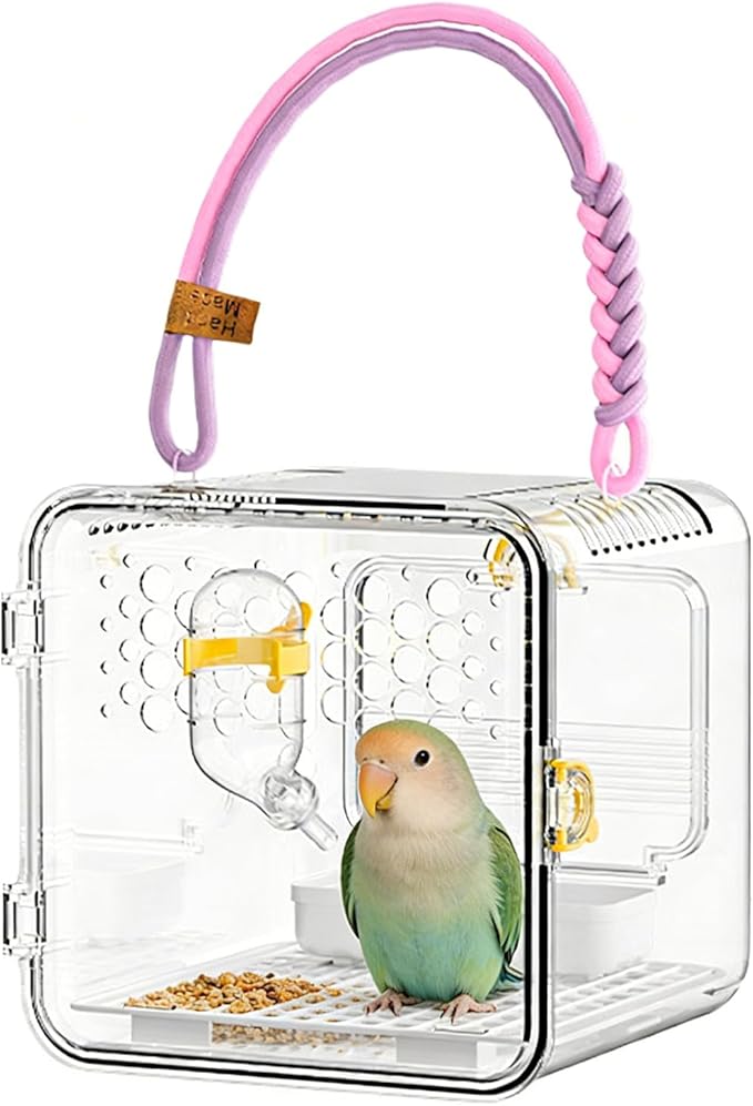 Bird Carrier - Bird Carrier, Parrot Cage with Water Bottle and Food Bowl | Small Parakeet Carrierrr for Parakeets Conures Canaries Budgies Cockatiels Lovebirds Hamsters Outdoor Park
