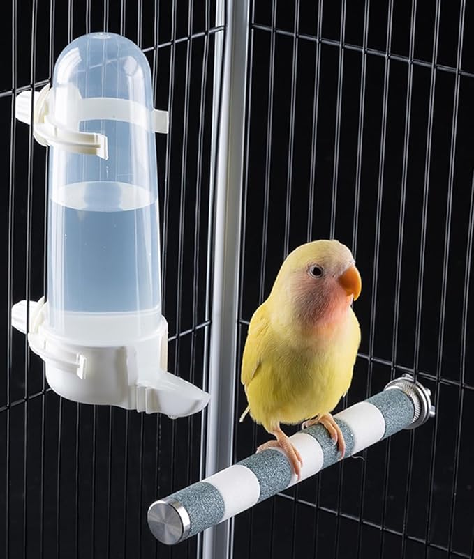Pet Bird Waterer - 8.45 Fl Oz Automatic Parrot Water Feeder, Suspended Bird Cage Dispenser for Parakeet, Budgie, Cockatiel, Lovebirds, Canary (1Pcs)