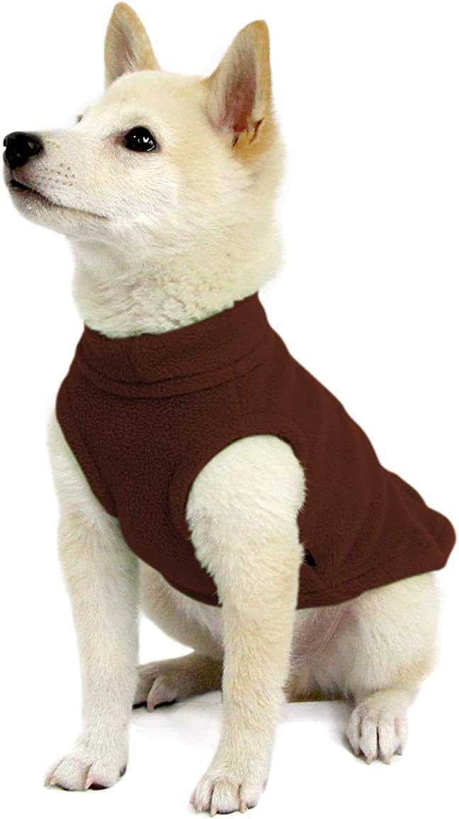 Gooby - Stretch Fleece Vest, Pullover Fleece Vest Jacket Sweater for Dogs, Brown, Small