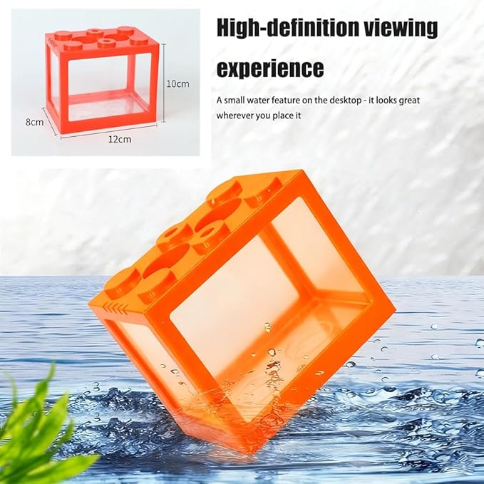 Small Betta Fish Tank,Mini Fish Tank Aquarium Tank Kit,Desktop Stackable Cube Tank for Sea Monkey Shrimp Moss Balls Insects (Building Block Fish Tank 4 PCS)
