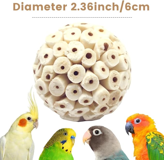 4PCS Bird Toys Sola Balls 2.36'' - Bird Foraging Toy, Sola Atta Ball, Parrot Chew Shred Toy for Sharpening Claws & Beaks for Cockatiel, Parakeets, Conure, Love Birds, Budgie and Small Birds