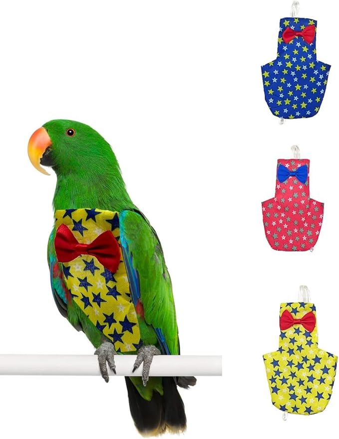 Star Diapers for Parrots Fashionable Avian Accessories Parrot Clothes for Birds 3 PCS
