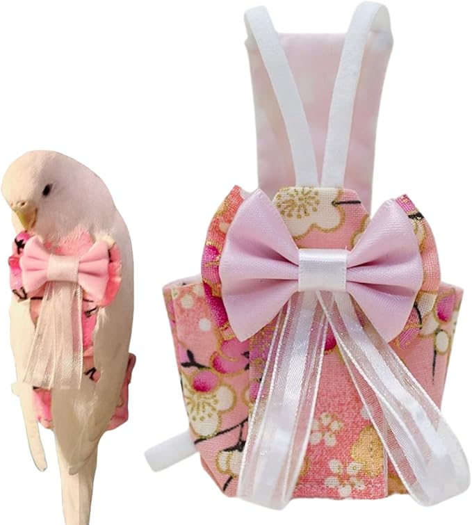 Bird Diaper Cockatiel Clothes Flight Suite, Reusable Parrot Nappy with Waterproof Inner Layer, Cute Pigeon Pants Urine Wet Suit Costume for Conure Macaw (Pink,Pigeon)