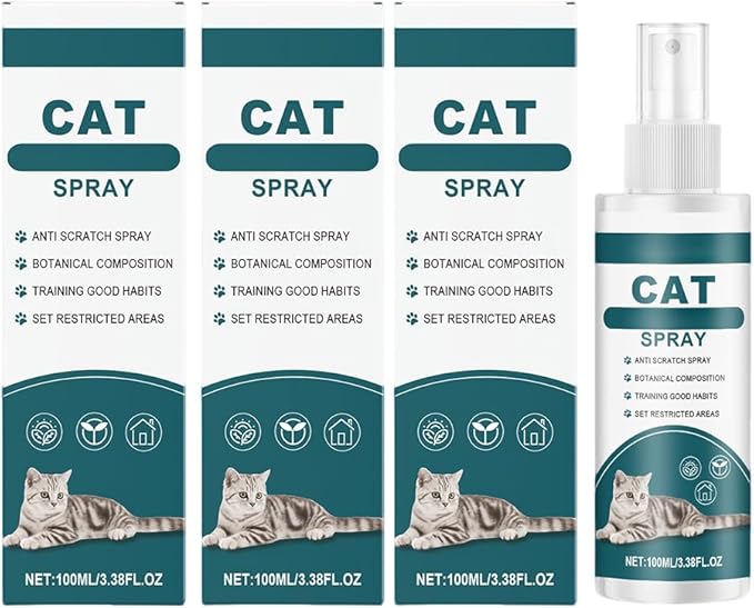 Effective Cat Deterrent Spray, Natural Cat Repellent Indoor Outdoor, Safe Cats Scratch Deterrent for Furniture, Cats Spray Deterrents for Urine Marking in House, 3.38 FL Oz (2)