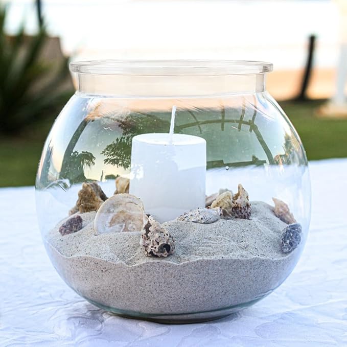 Small Aquarium Fish Bowl Round Terrarium Bowl Home Office Table Decor Transparent Plastic Tank for Betta Fish, Goldfish