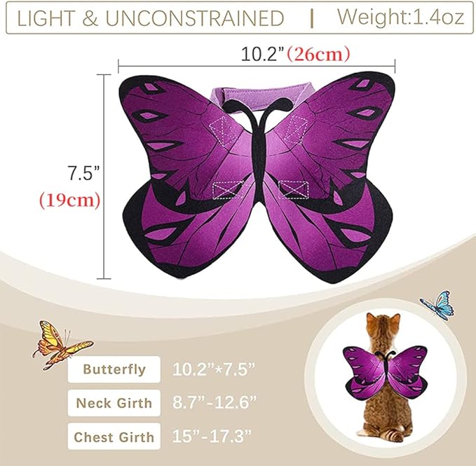 Cat Dog Butterfly Costume Wings for Halloween Party Decoration, Halloween Dog Costume, Puppy Cat Dress Up Accessories