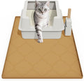 Cat Mat for Litter Box, 34" X 22" Large Silicone Cat Litter Trapping Mat, Easy Clean for Scatter Control, Soft on Kitty Paws, Waterproof, Urine-Proof, Non-Slip Kitty Litter Mat for Floor, Brown