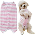 Dog’s Recovery Suit Post Surgery Shirt for Puppy, Wound Protective Clothes for Little Animals(Pink White Stripe-XXS)