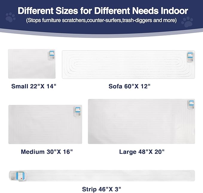 PAPARELA Scat Shock Mat for Dogs and Cats Indoor, Pet Shock Mats for Training Pets, Electric Repellent Mat Keeps Dogs and Cats Off Counter, Couch and Sofa, 3 Training Modes (48"x 20" Two Pieces)