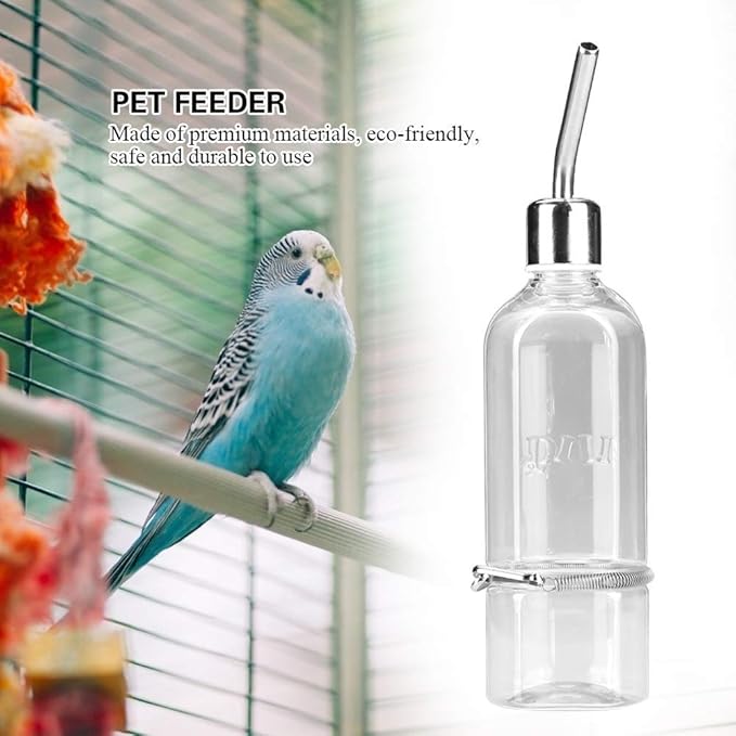 Automatic Pet Parrot Water Feeder, Pet Bird Water Feeding Bottle Dispenser with Stainless Steel Ball Nipple Cage Accessories(S)