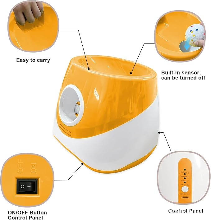 Interactive Dog Toys - Automatic Tennis Ball Launcher for Medium to Large Dogs, Outdoor Exercise & Training, Perfect Home Dog Toy 3 Ball (Orange, Large)