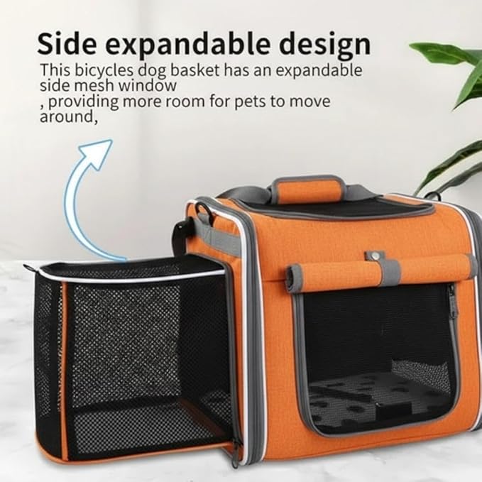 New Dog Bike Basket - Premium Dog Basket for Bike, Secure Pet Basket for Rides with Safety Strap, Dog Carrier Backpack Carrier with Dog Bowl by Luniko Shop (Orange)