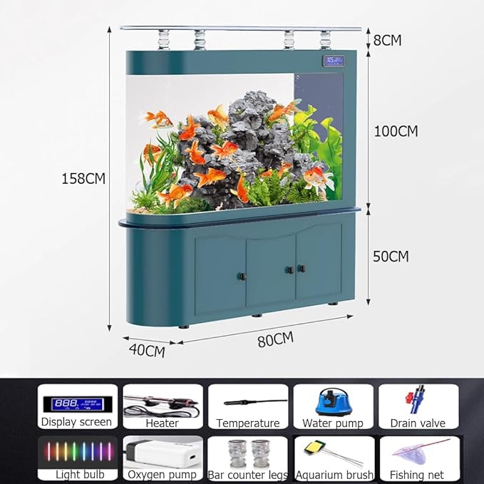 68 Gallon Aquarium Fish Tank,LCD Screen,Large Glass Fishbowl,Bottom Filtration,Heavy Duty Glass Aquarium Kit,Ultra-High-Definition Glass,Screen Display Fish Tan,B
