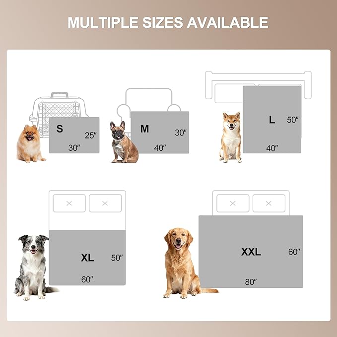 Waterproof Dog Blanket for Large Dogs, Washable Soft Puppy Cat Blanket Flannel Cotton Velour for Sofa Couch Protector, Comfort & Security Reversible Bed Protection for Pet, 60"X80", Khaki
