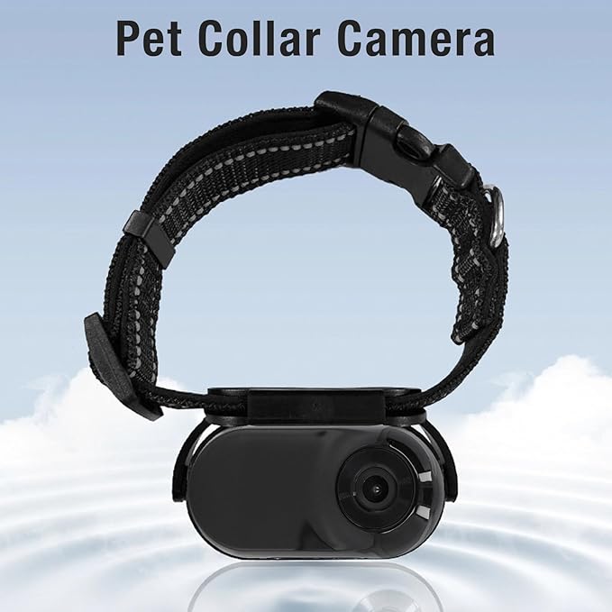 Jiawu Cat Collar Camera, HD 1080P Pet Camera Collar, 120° Wide Angle Dog Collars, Mini Sport Action Cameras, Portable Cameras for Cats, Dogs, Outdoor, Inoor (Black)